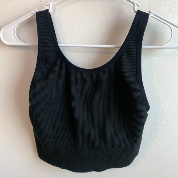 Victoria's Secret Sport Black Ribbed Longline Bralette - Picture 2 of 5